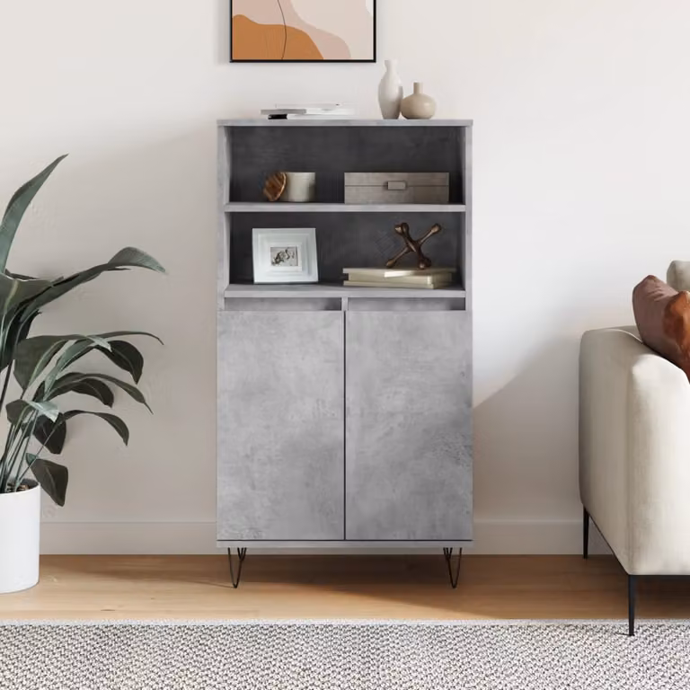 Credenza in stile industriale vidaXL in legno e metallo, Grigio, L: 60 cm, P: 36 cm, H: 110 cm