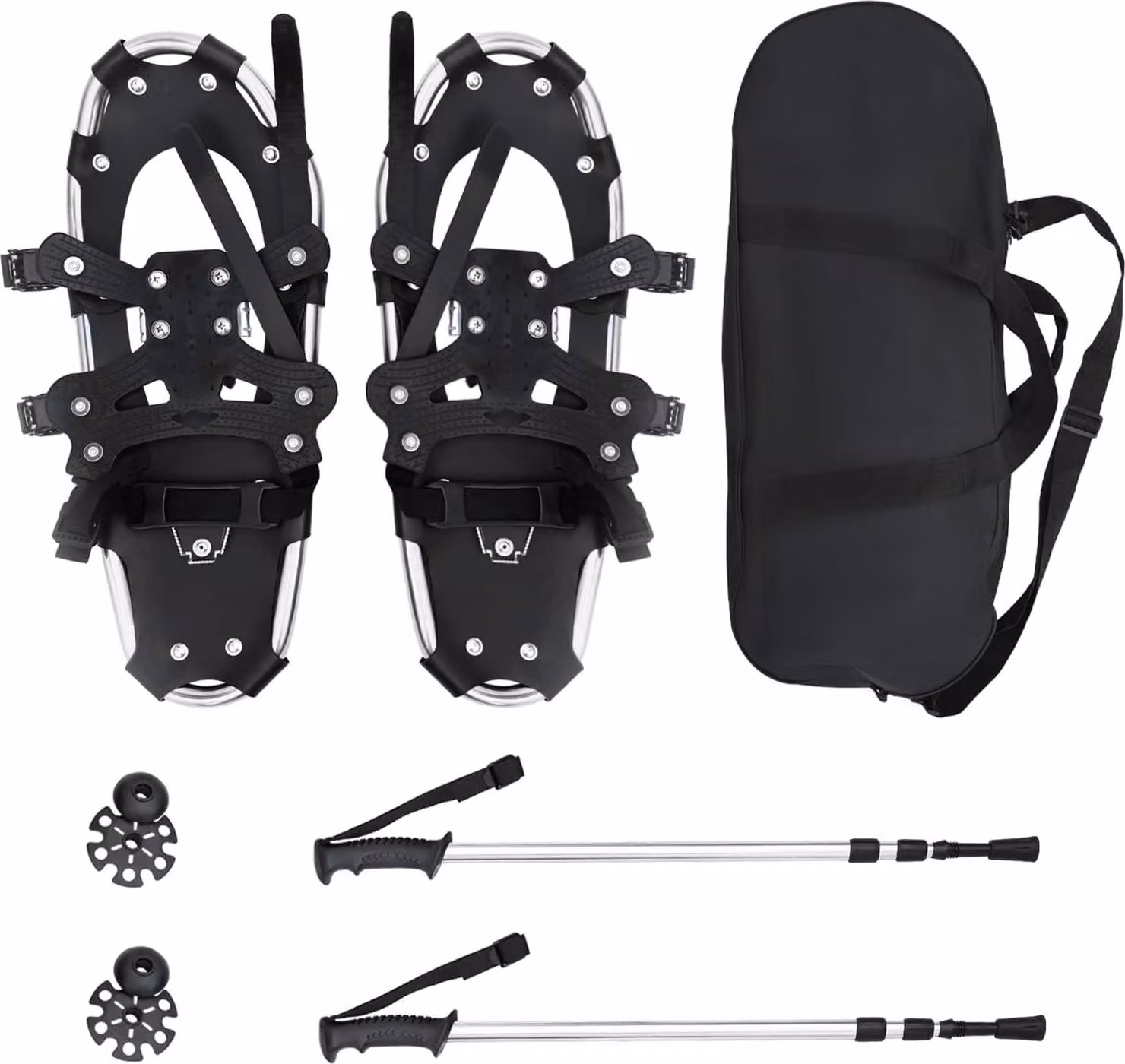 Racchette da neve 3 in 1 con bastoni da trekking Argento e Nero