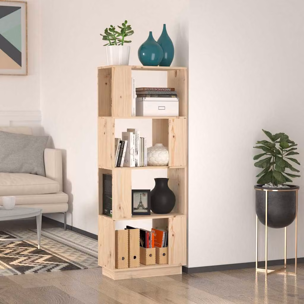vidaXL Libreria Divisorio in Legno di Pino Rustico Marrone L: 51 cm, P: 25 cm, H: 132 cm