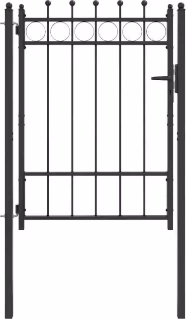 Cancello singolo per recinzione HORST in metallo nero L: 104 cm, H: 180 cm, P: 125 cm