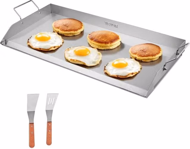 Piastra di Cottura Rettangolare Wenko in Acciaio Inox Argento per Fornello a Gas, L: 80,9 cm, P: 37,0 cm – 1