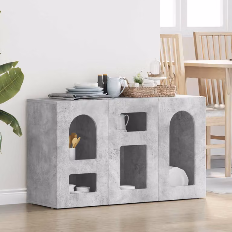 Credenza moderna vidaXL ELST in grigio cemento, L 100 x P 35 x H 59 cm