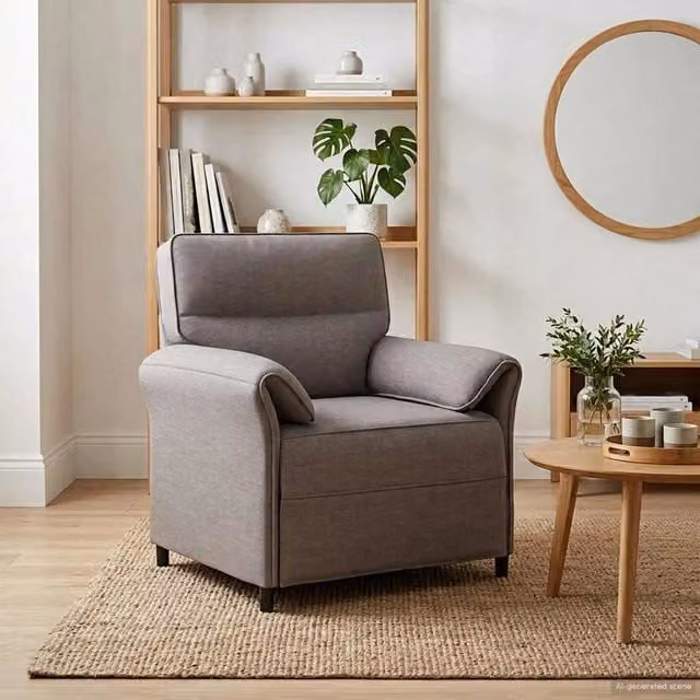 Divano singolo moderno vidaXL color beige e grigio con struttura in metallo e seduta in schiuma, L: 88 cm, P: 83 cm, H: 95 cm – 1