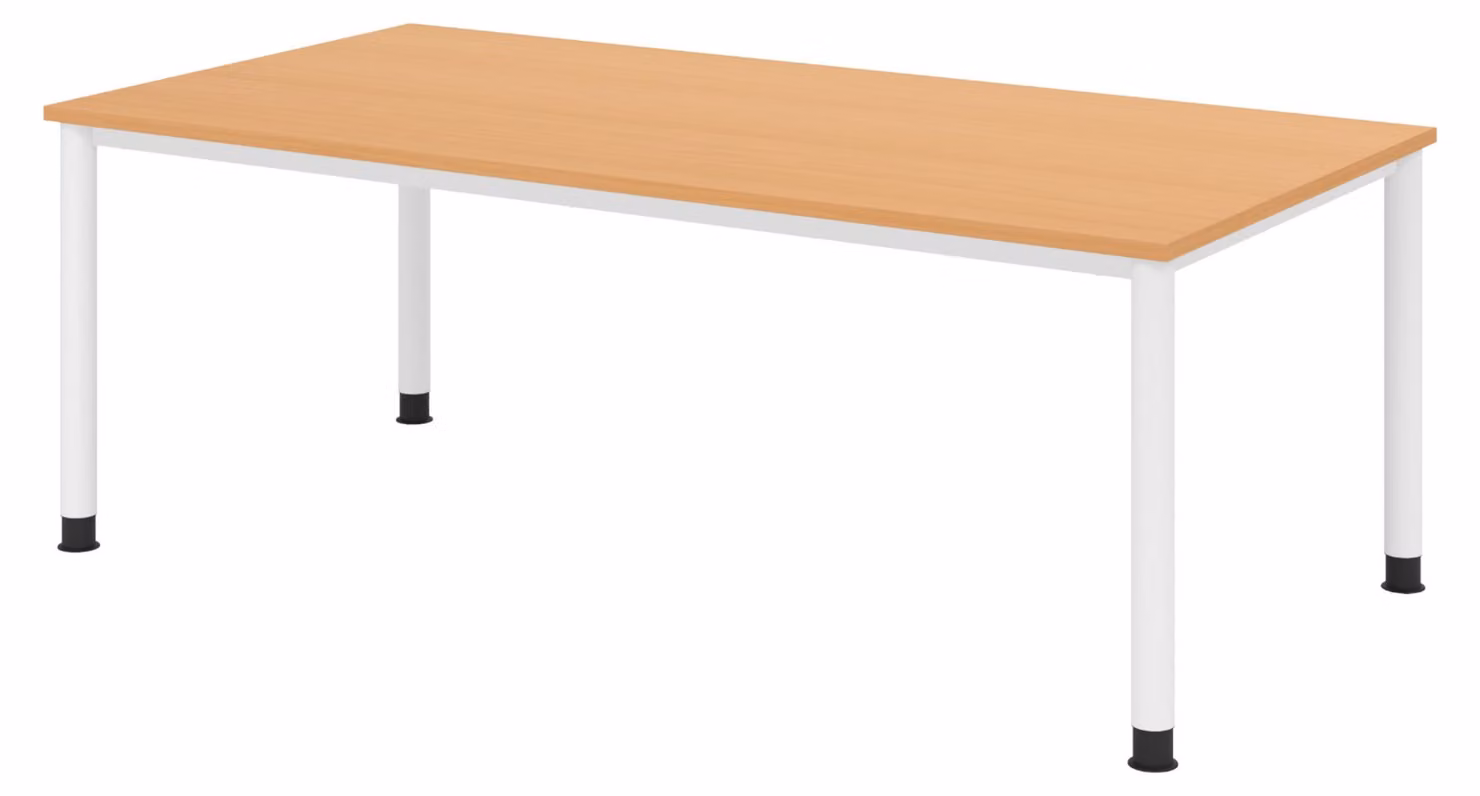 Scrivania bümö Serie H - Finitura: faggio, Dimensioni: 200 x 100 cm, Struttura: bianco