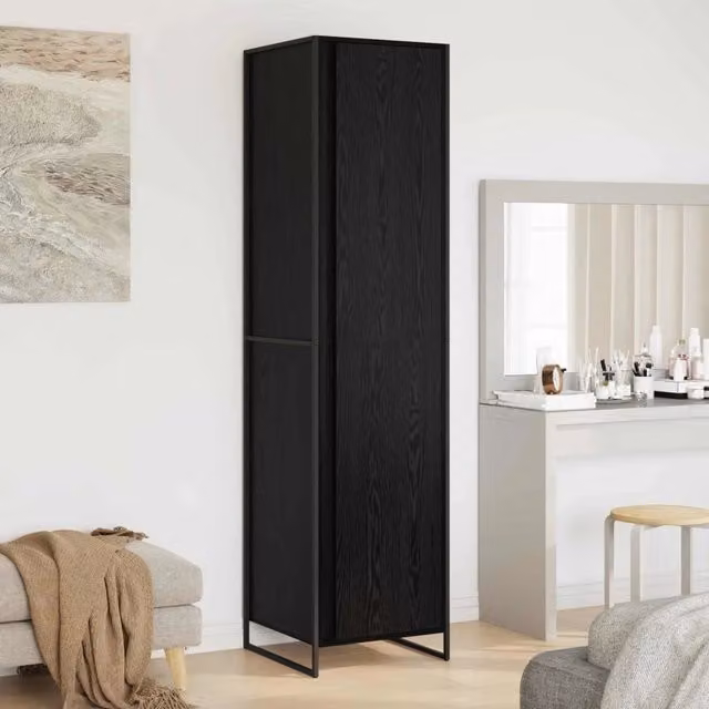 vidaXL Armadio in Stile Industrial con Ante a Battente, Rovere e Nero, L/P/H: 50 x 50 x 200 cm