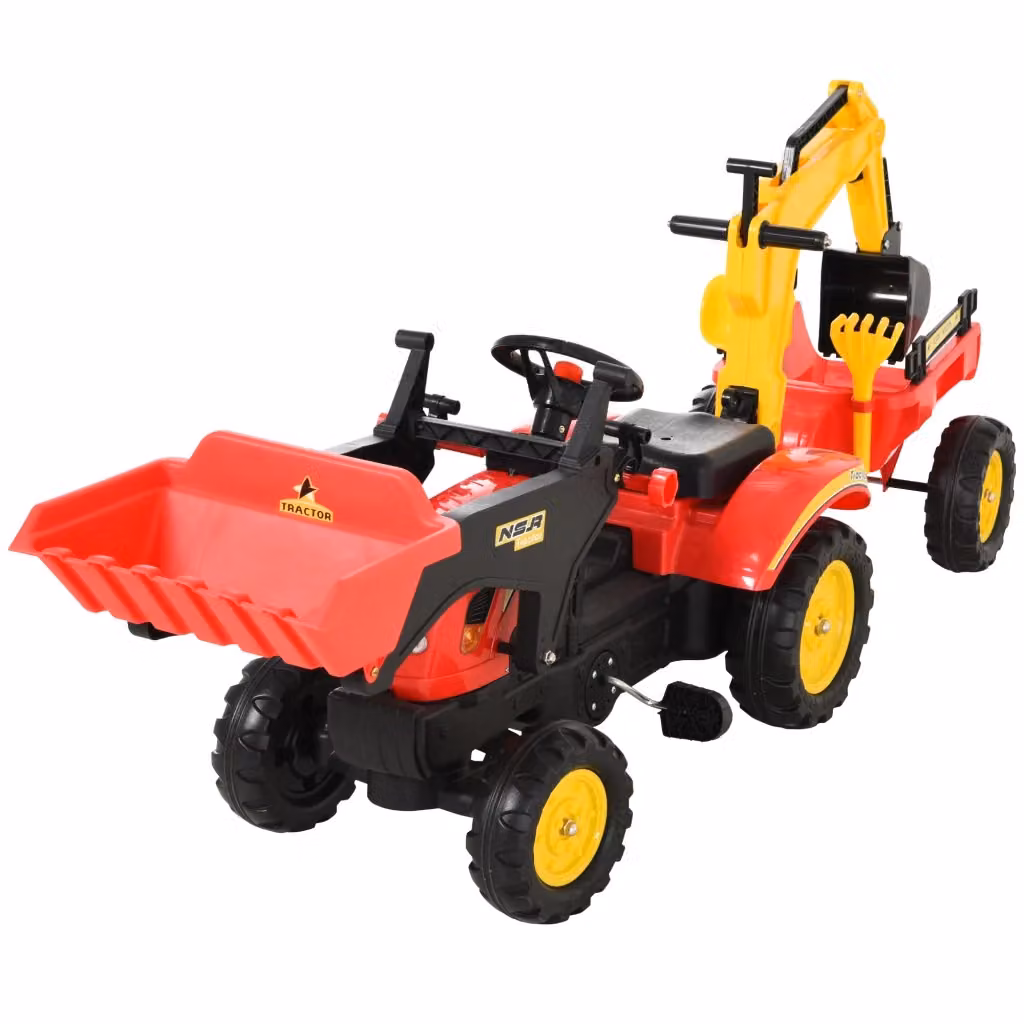 Trattore a pedali con rimorchio escavatore XYLO rosso L: 179 cm, P: 42 cm, H: 59 cm – 2