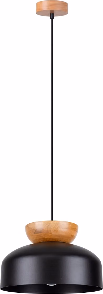 Lampada a sospensione ELODEA nera-legno naturale 1xE27x15W metallo dim.: 130x29,5x29,5 cm IP20 Pure Lume