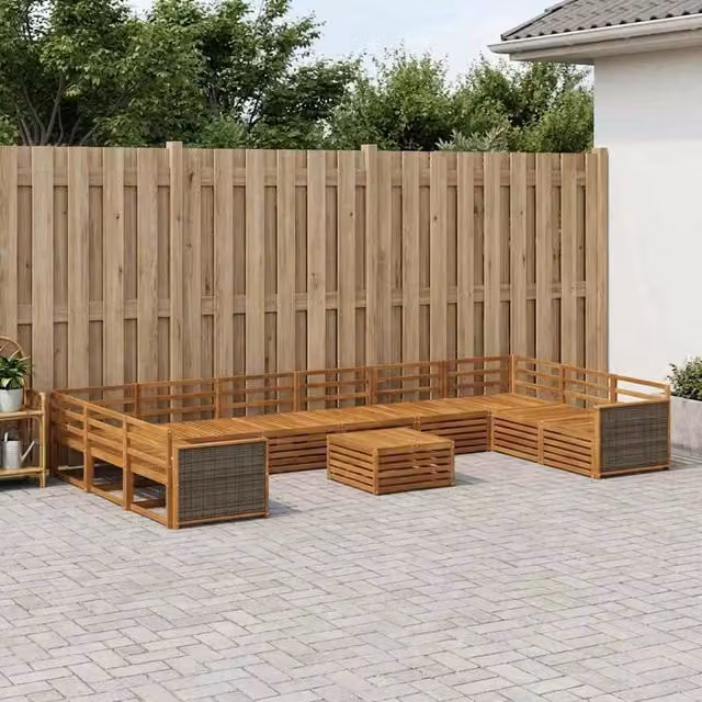 Set di 11 divani vidaXL in legno di acacia massello marrone per giardino e terrazza