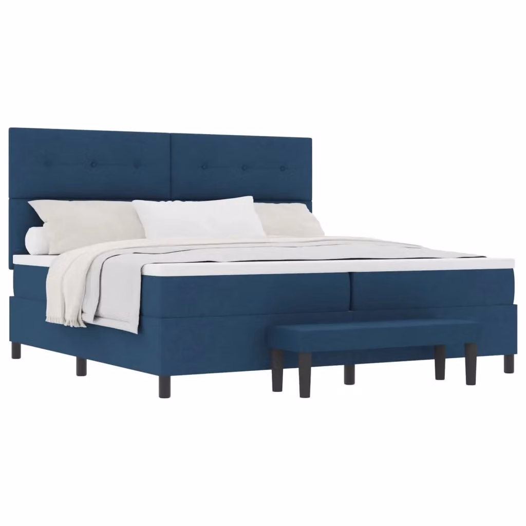 Letto Ibrido con Molle a Tasche e Testiera vidaXL in Tessuto Blu L: 200 cm, P: 200 cm, H: 280 cm – 2