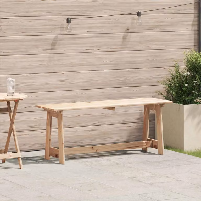 Panchina da esterno vidaXL in legno di pino naturale, L: 119 cm, P: 37 cm, H: 47 cm