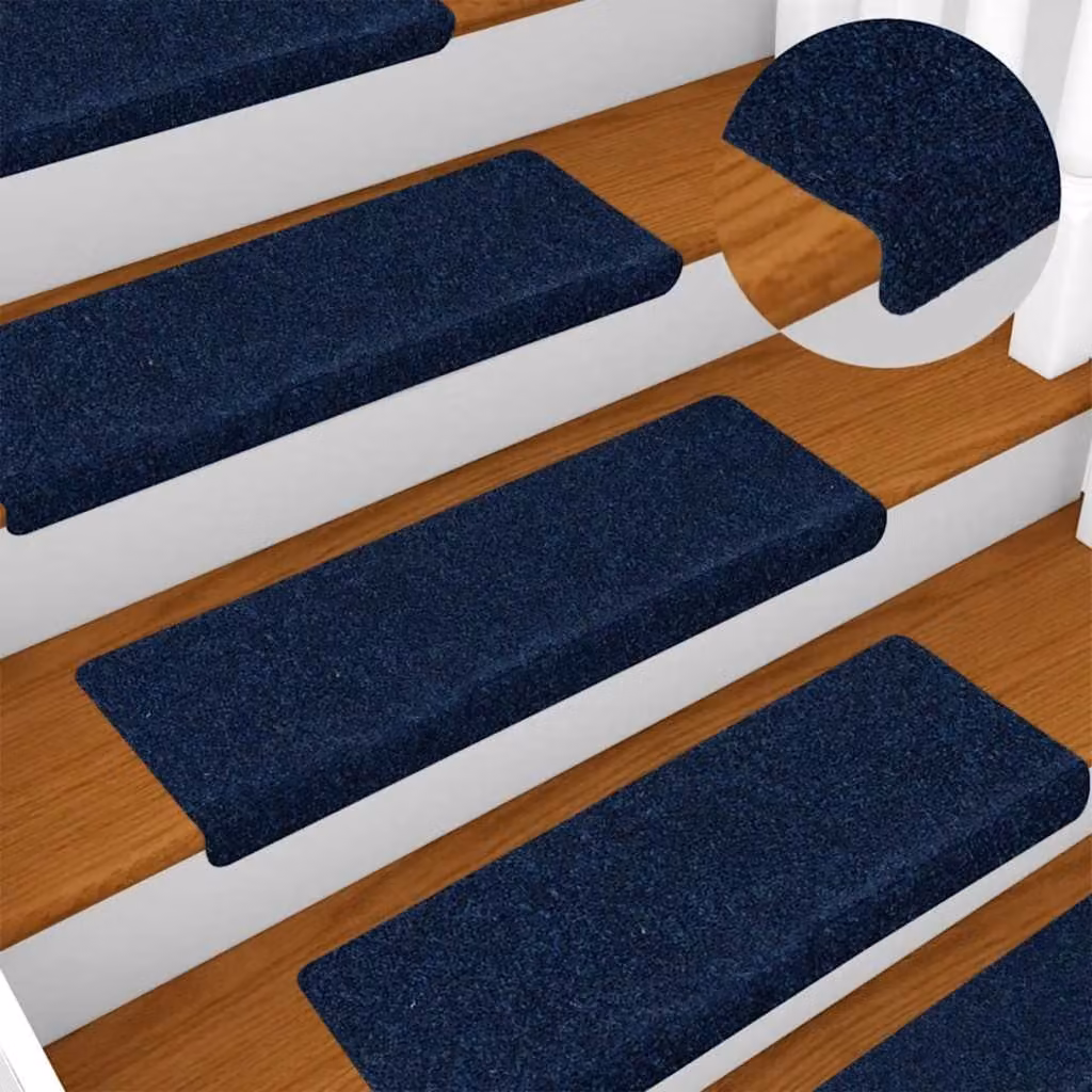 Set di 30 tappetini per scale autoadesivi vidaXL, colore blu navy, forma rettangolare, L 65 x P 21 x H 4 cm