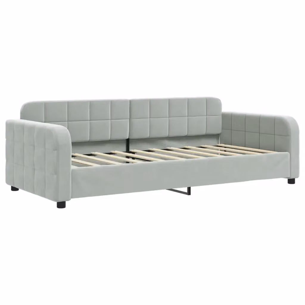 Letto da giorno vidaXL in velluto grigio con struttura in legno e metallo L/P/H: 190 x 90 x 71 cm – 2