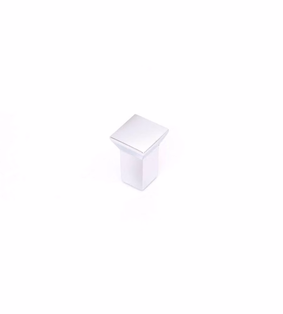 Pomolo quadrato in metallo cromato lucido 18 x 18 mm