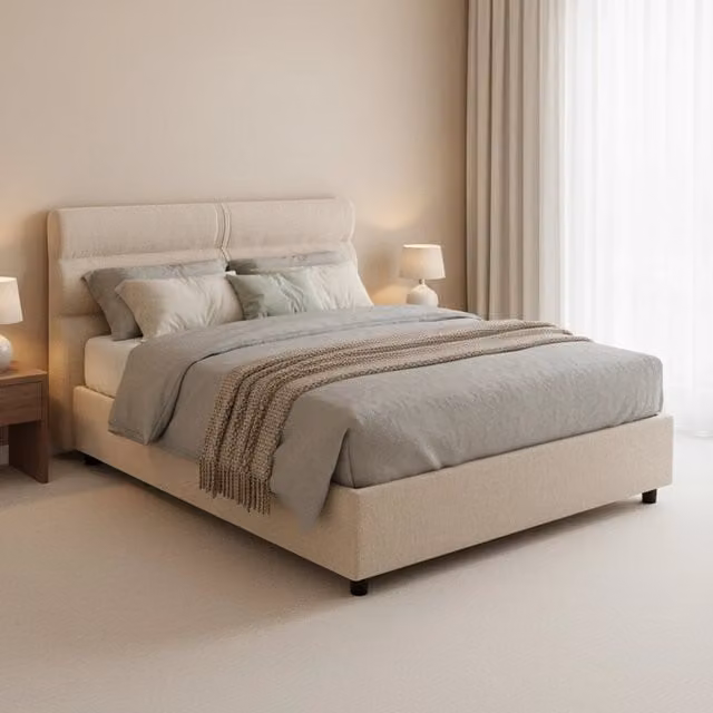 Letto Brivio DMORA con contenitore a sollevamento, Made in Italy, Grigio e Beige, L 120 x P 200 cm