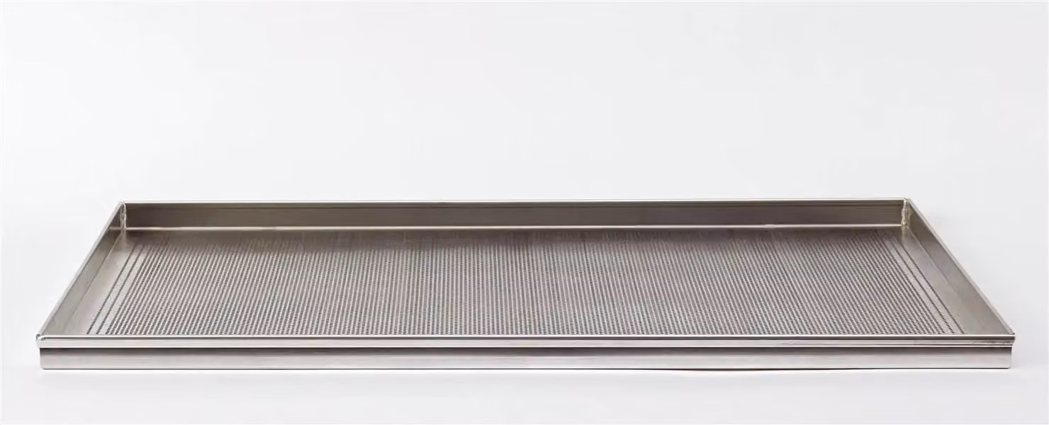 Teglia Rettangolare microforata (foro 2mm) lega alluminio 3003, dim.60x40cm