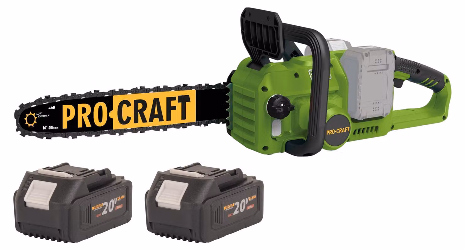 Motosega a batteria Procraft PCA42/2 40 V (2x 20 V) 406 mm brushless + 2 batterie da 4,0 Ah - senza caricabatterie