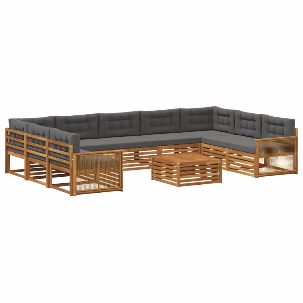Set di divani da esterno vidaXL in legno di acacia con tavolo da caffè e cuscini, colore beige e antracite – 2