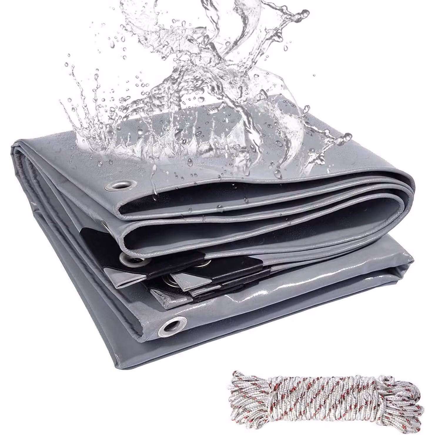 Telo copri carico per camion, 440 g/m², impermeabile, con occhielli, 2x3 metri, PVC, colore grigio