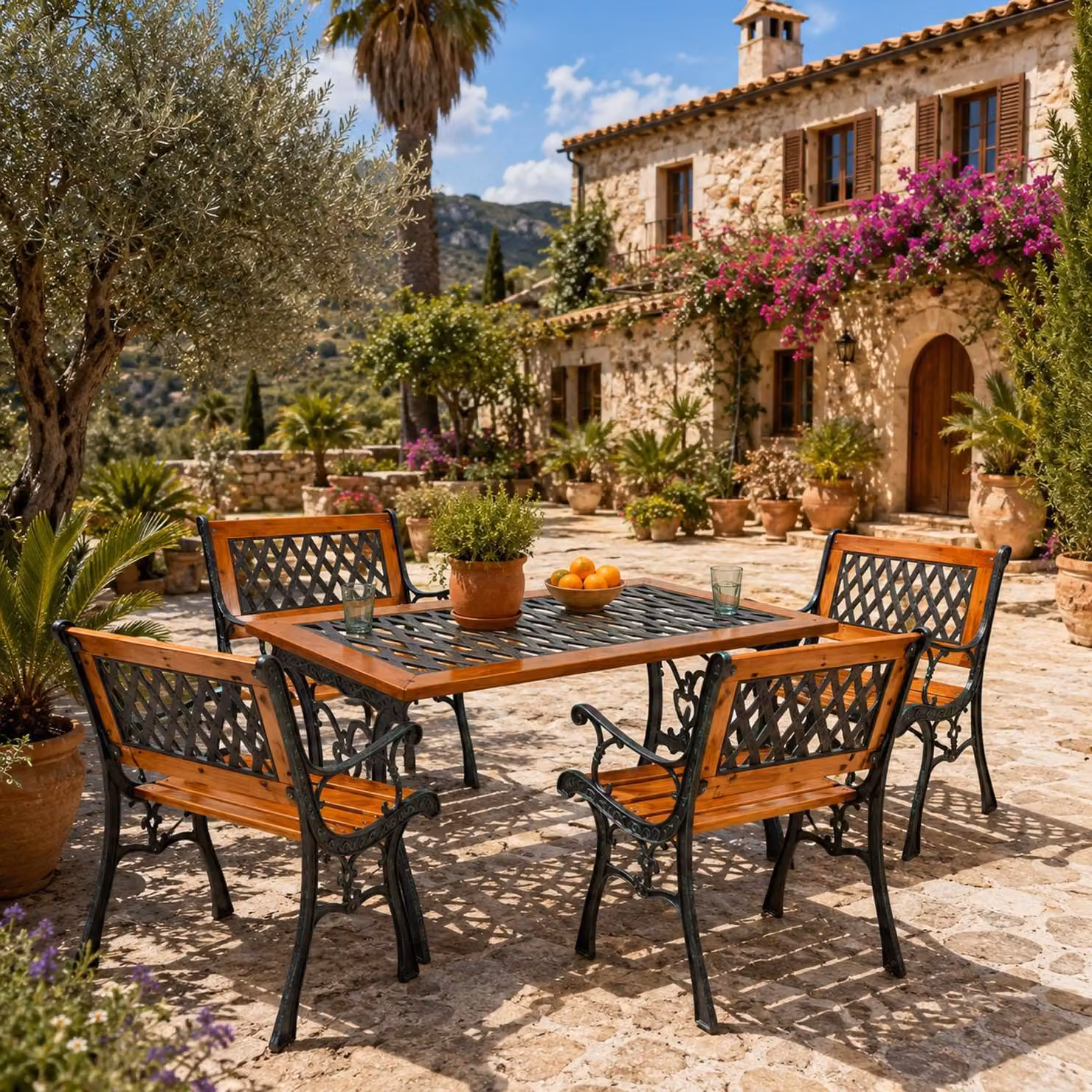 set 5 pezzi da giardino Mobili da giardino in ghisa resistenti alle intemperie