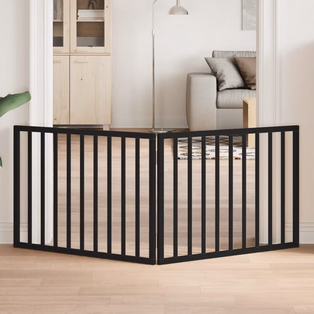 vidaXL Cancelletto per cani pieghevole in legno di pioppo nero, 2 pannelli, L: 160 cm