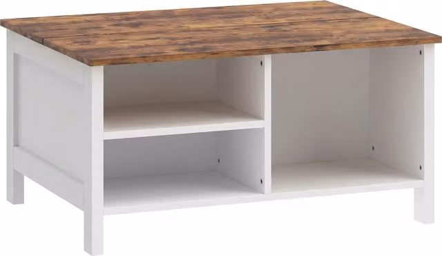Cassapanca Contenitore in Legno HOMCOM con Coperchio, Marrone Rustico, L: 80 cm, P: 60 cm, H: 40 cm