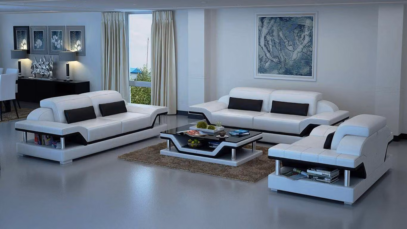 Leder Polster Couchen Sofa Luxuriöse Sofagarnitur 3+2 + Couchtisch Garnitur