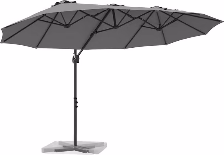 Ombrellone Antracite 372 x 198 x 243 cm Poliestere e Alluminio