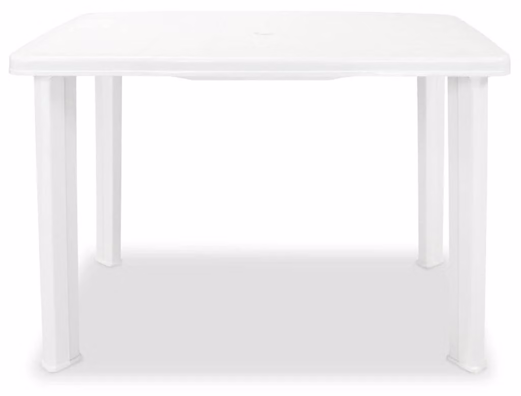 Tavolo da giardino in plastica con supporto per ombrellone, dimensioni 101x68x72 cm