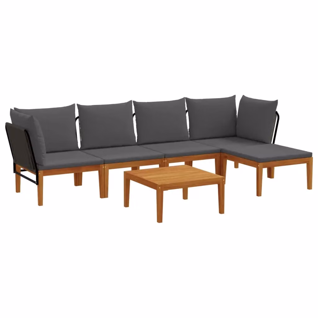 Set da giardino componibile a L vidaXL in legno di acacia con cuscini in schiuma, 6 pezzi – 2