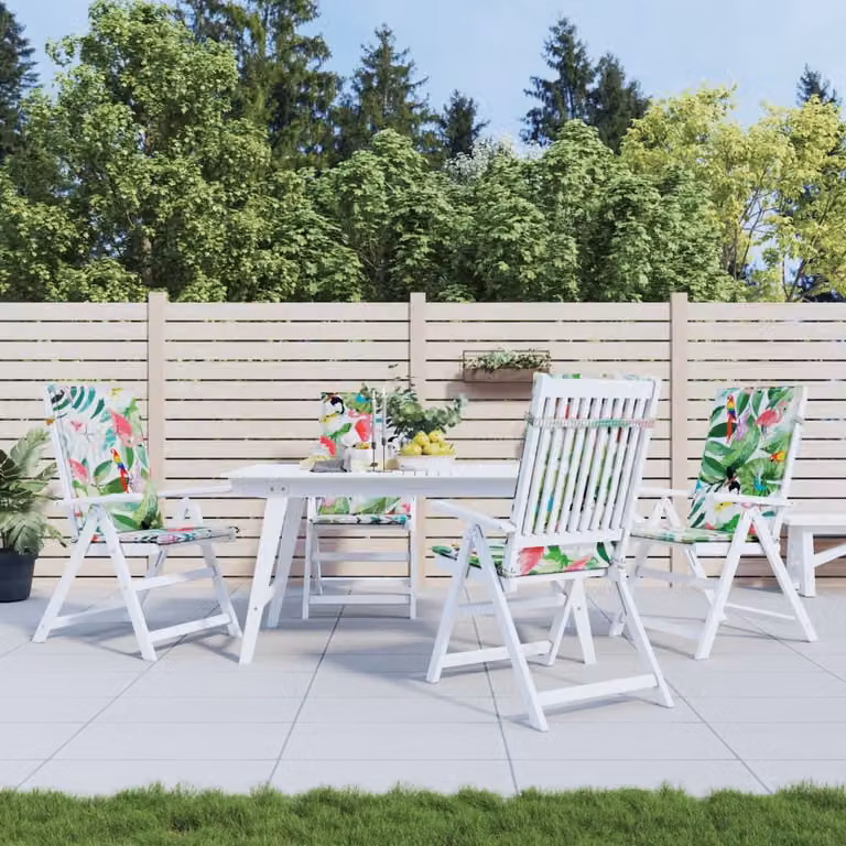 Set di 4 cuscini per sedia vidaXL multicolore in poliestere con schienale alto e imbottitura in schiuma, resistenti all'acqua e ai raggi UV
