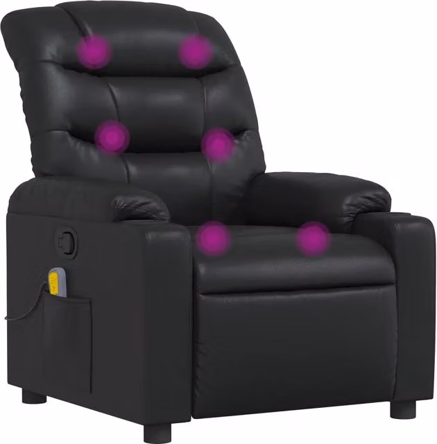 Poltrona Massaggiante | Sedia Relax Reclinabile Nera in Similpelle