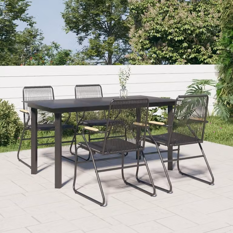 Maison Exclusive - Set da pranzo da giardino 5 pezzi in rattan PVC nero