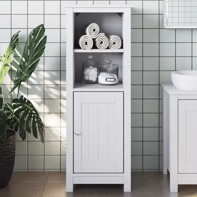 Mobile da bagno sospeso vidaXL in legno di pino bianco stile rustico L: 40 cm, P: 34 cm, H: 110 cm