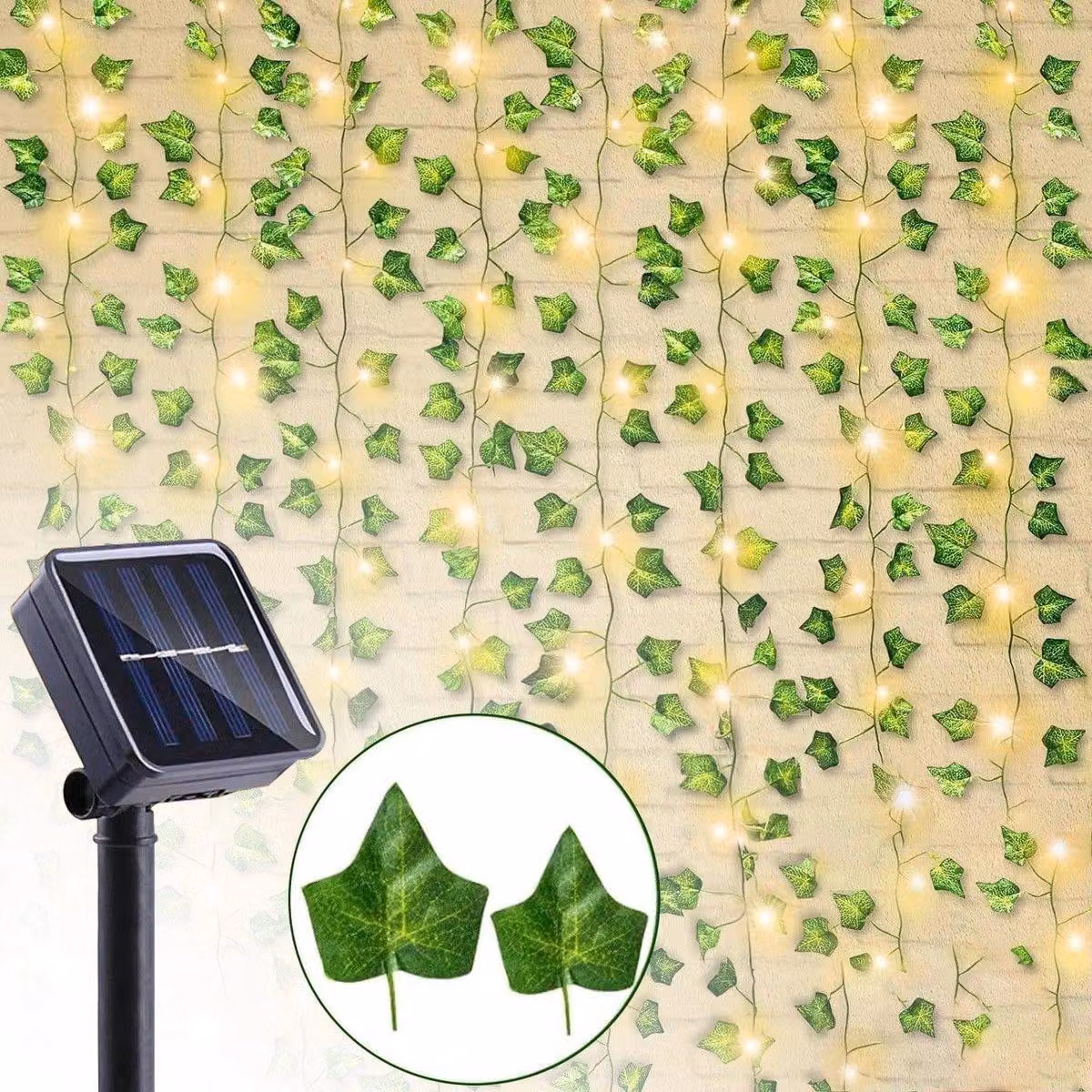 Ghirlanda luminosa LED Klimop a energia solare, 10 m, 100 LED, IP65, 8 modalità, bianco caldo