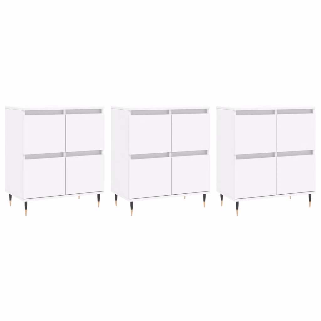 Credenze 3 pz Bianco in Legno Multistrato