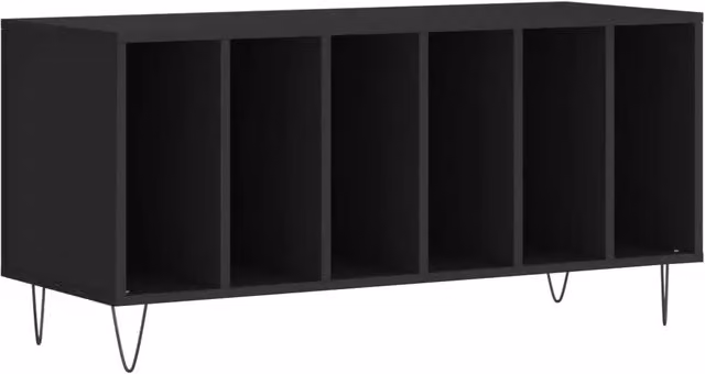 Mobile porta dischi stile industriale HELLOSHOP26 in legno composito e metallo nero L: 100 cm, P: 38 cm, H: 48 cm – 1
