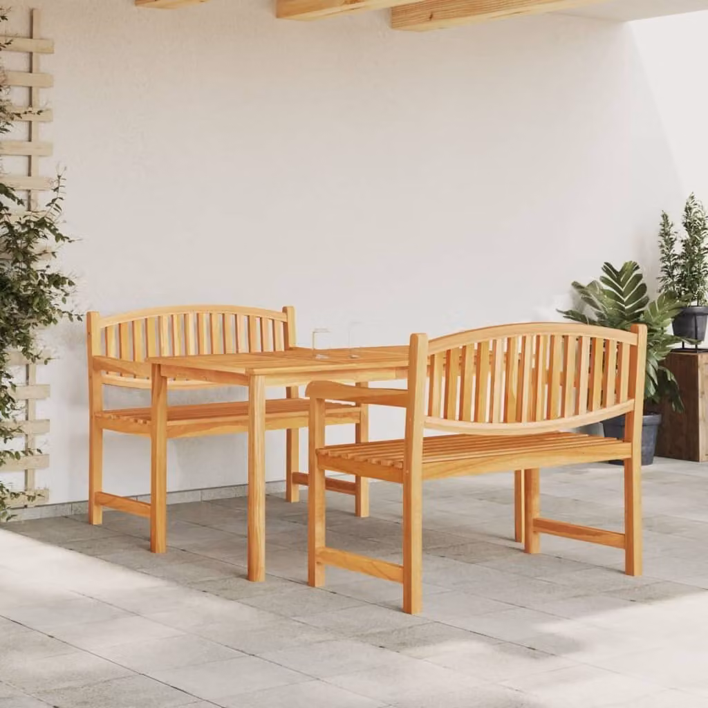 Maison Exclusive - Set da pranzo da giardino in teak massiccio, 3 pezzi