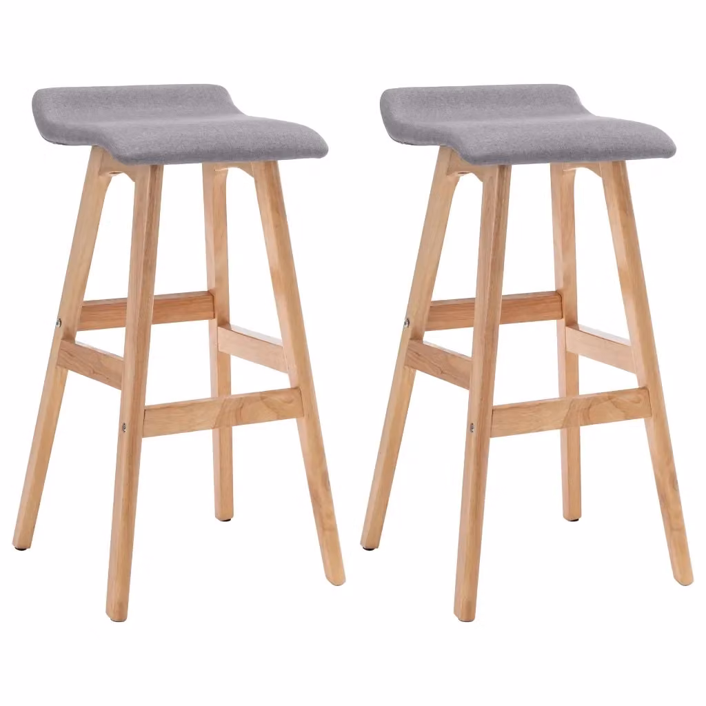 Set di 2 sedie da bar vidaXL moderne in tessuto grigio e legno di faggio – 2