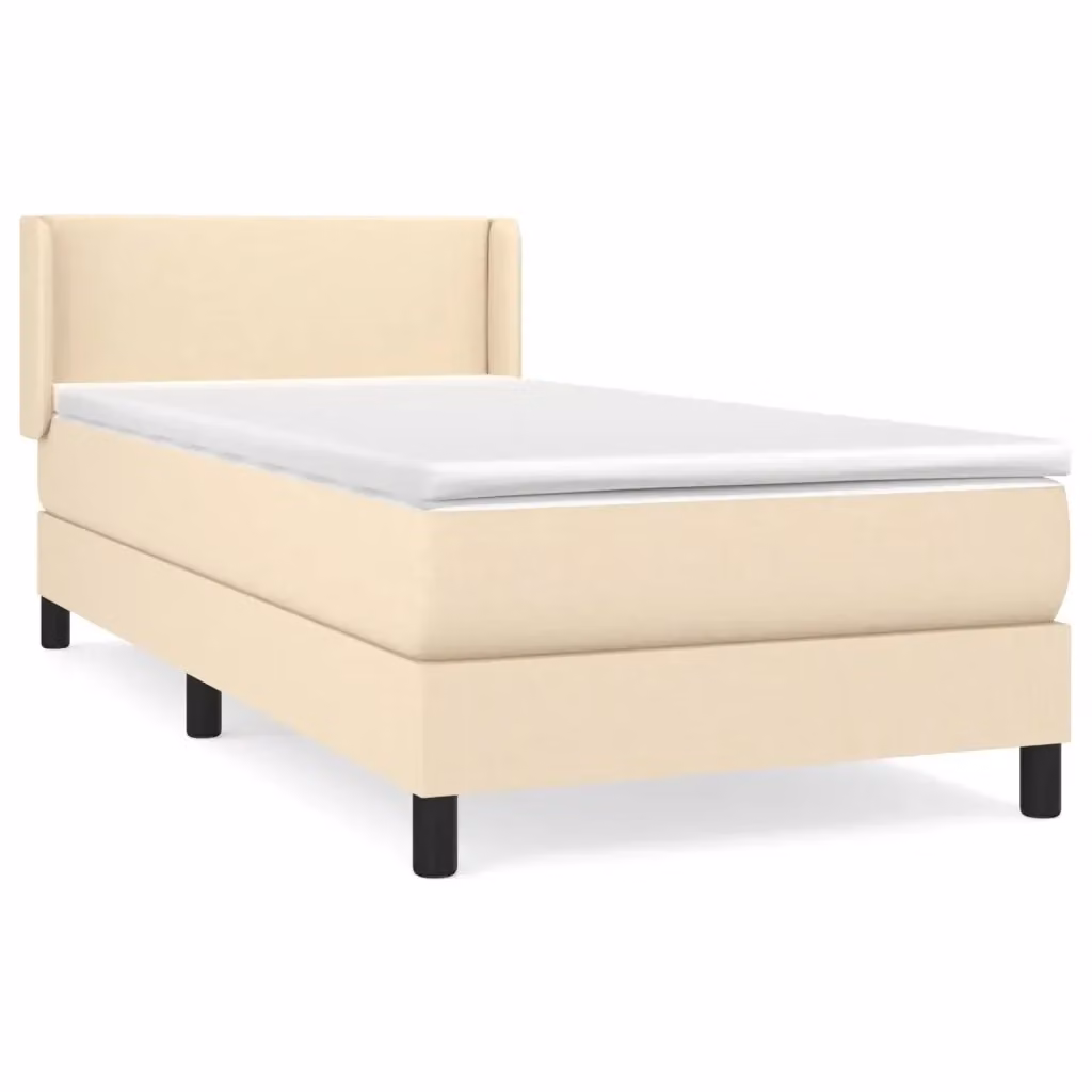 Letto Ibrido vidaXL con Giroletto a Molle e Materasso in Tessuto Beige e Bianco L/P/H: 80 x 200 cm – 2