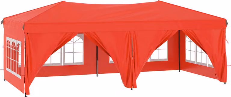 Tenda per Feste Pieghevole con Pareti Laterali Rosso 3x6 m
