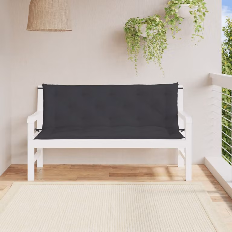 Set di 2 cuscini per panca vidaXL in tessuto Oxford nero, impermeabili e traspiranti, L 150 x P 50 x H 7 cm