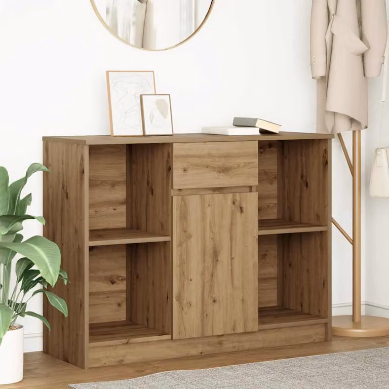 Credenza con cassetto vidaXL in stile moderno, colore rovere, L 101 x P 35 x H 76 cm