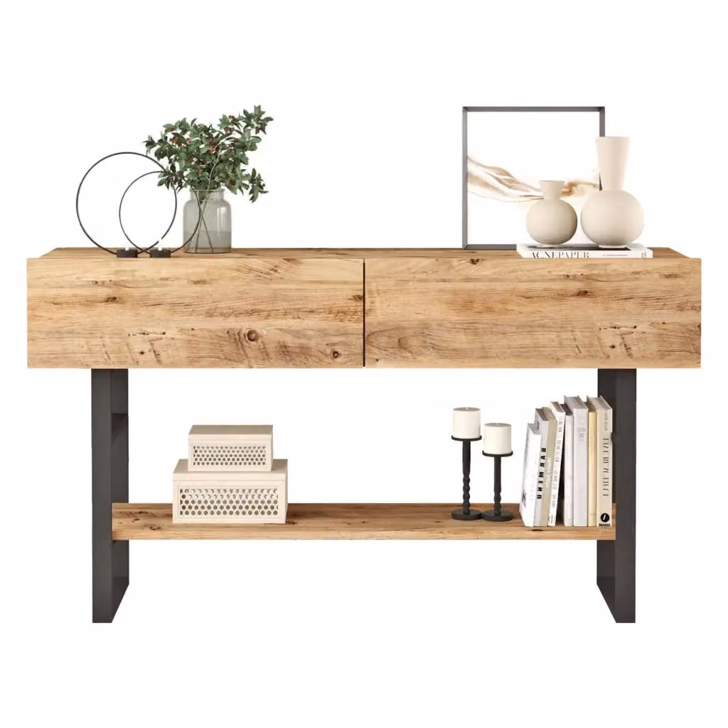 Madia Allein DMORA con apertura a ribalta in finitura rovere marrone L: 139 cm, P: 43 cm, H: 76 cm – 2