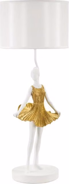 Lampada da tavolo Ballerina Charme1921 in oro/ottone o bianco, Ø: 32 cm, H: 90,5 cm
