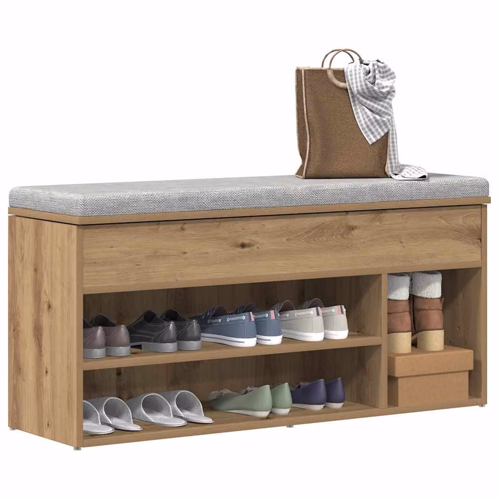 Scarpiera moderna vidaXL in legno multistrato e MDF, colore marrone, L: 102 cm, P: 30,5 cm, H: 45 cm