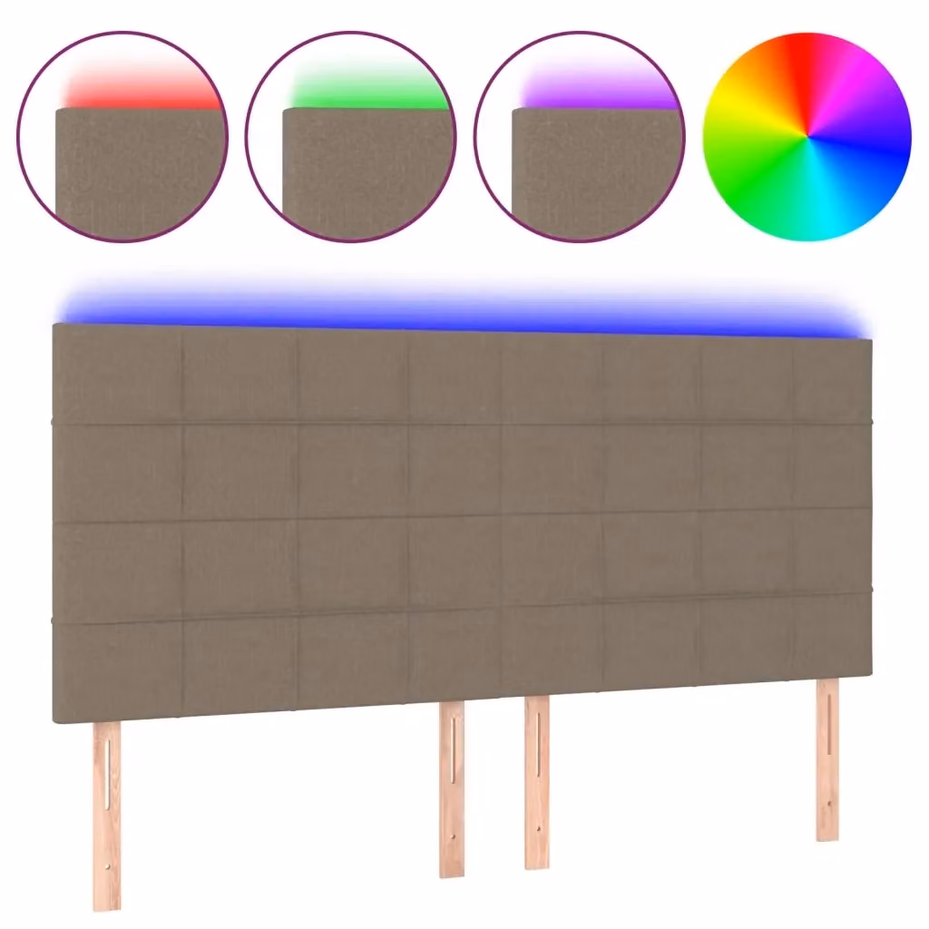 Testiera con LED e porta USB vidaXL in tessuto beige/grigio, L: 200 cm, P: 5 cm, H: 118-128 cm – 2