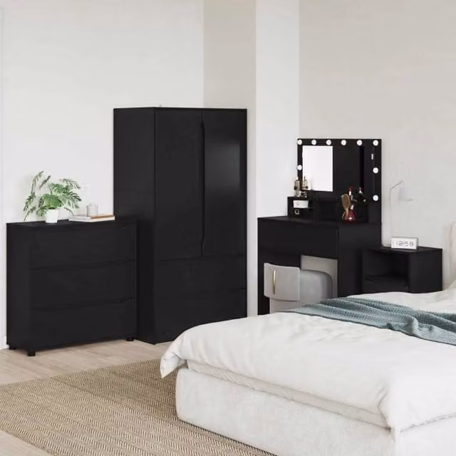 Armadio 80 x 31 x 81 cm Legno ingegnerizzato Nero 888848