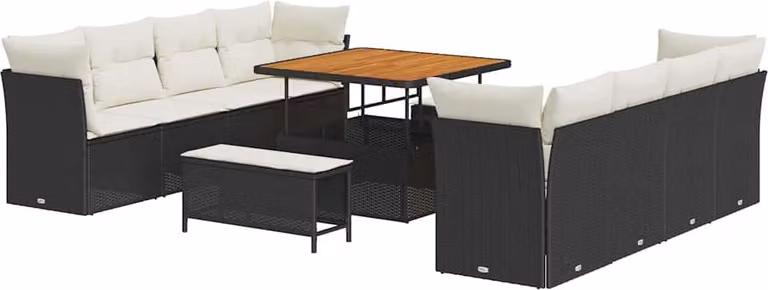 Set Divano da Giardino 11 pcs Nero polyrattan