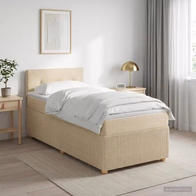 Letto box spring ibrido vidaXL con materasso a molle insacchettate e base contenitore, colore beige e bianco, L/P: 200 x 100 cm