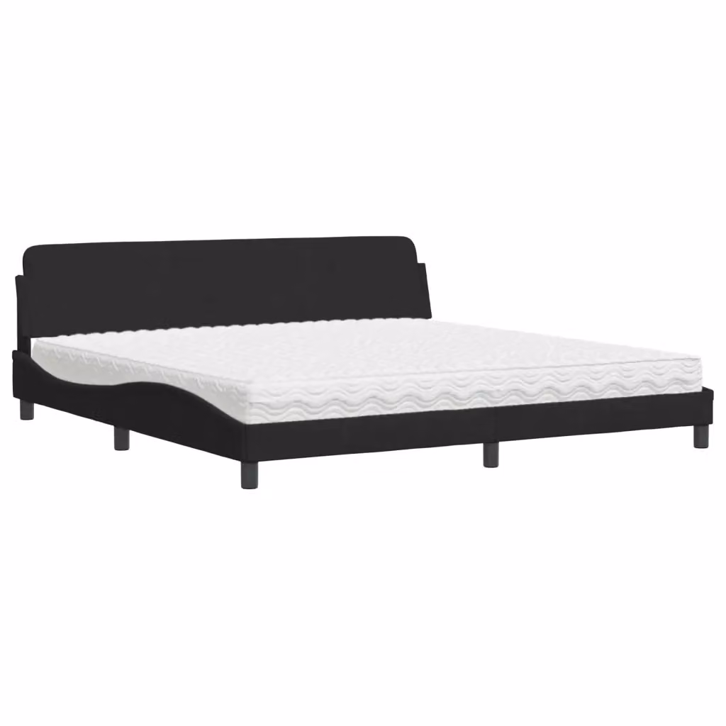 Letto Dover vidaXL con Materasso in Velluto Nero 200x200 cm con Cassetti – 2
